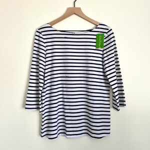 Lilly Pulitzer Navy and White Striped Cotton Blend Top